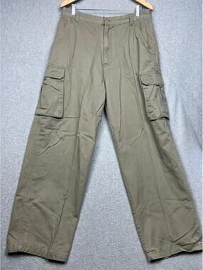 Plugg Worldwide VTG Y2K Cargo Pants Mens 34x32 Khaki Straight Canvas Streetwear